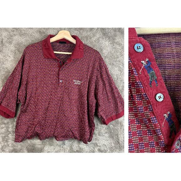 Vintage Bobby Jones Polo Shirt XXL Cropped Altered Oversized Embroider Red - Picture 1 of 9